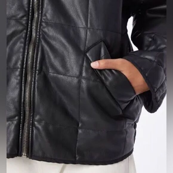We The Free Faux Leather Quilted Bomber Jacket NWT - Picture 10 of 10